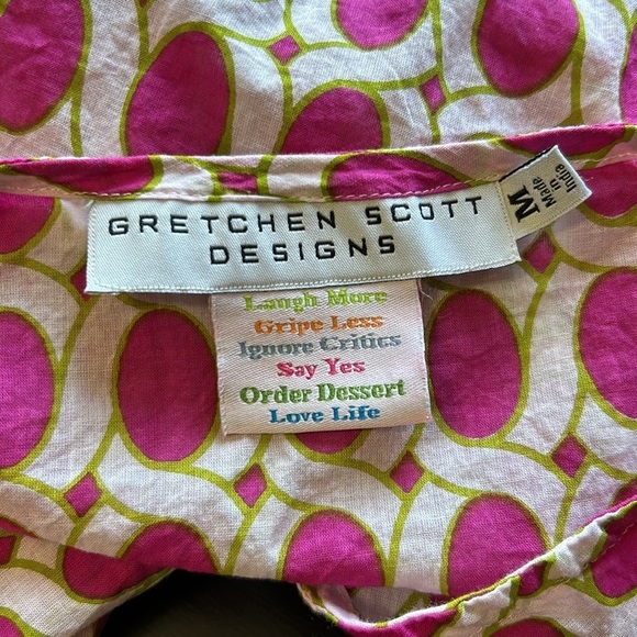 Gretchen Scott Designs Tunic Swim Coverup Dress Pink White Green Sz M - Picture 8 of 12